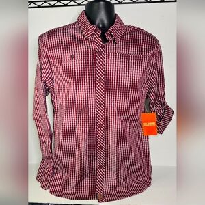 Reel Legends Performance Outfitters Fishing Shirt Mens Small Red Plaid